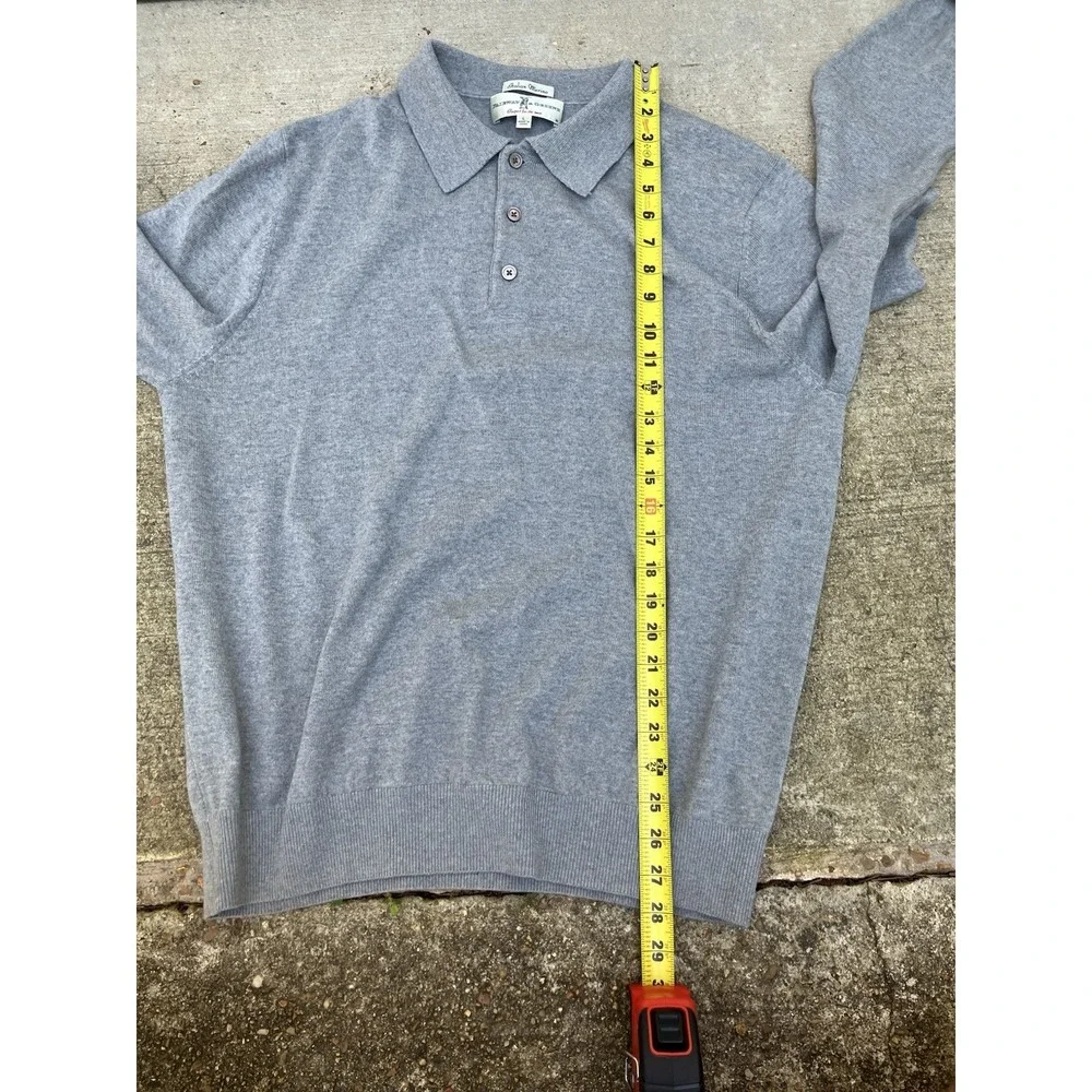 Fairway & Greene Mens L Italian Merino Wool Heather Grey 1/4 Zip Sweater Golf